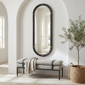 Brilo Full Length Wall Mirror Slim Black Frame for Entryways and Dressing Rooms