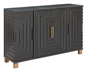 Zuo Modern Trazo Matte Black Fir Wood Storage Cabinet with Four Doors for Living Room 110727