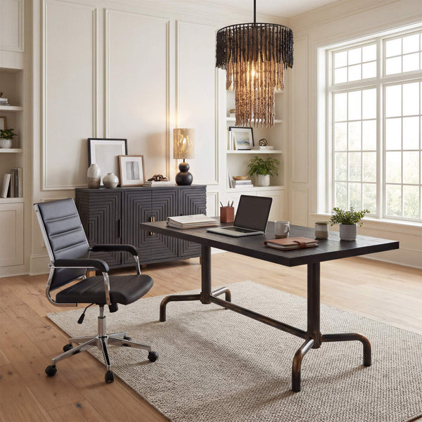 Trazo Matte Black Fir Wood Storage Cabinet with Four Doors for Living Room