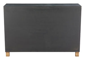 Trazo Matte Black Fir Wood Storage Cabinet with Four Doors for Living Room