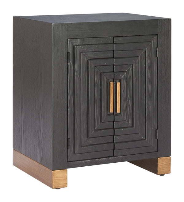 Zuo Modern Trazo Fir Wood Matte Black Side Table with Concealed Shelving for Modern Living 110729