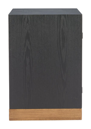 Trazo Fir Wood Matte Black Side Table with Concealed Shelving for Modern Living