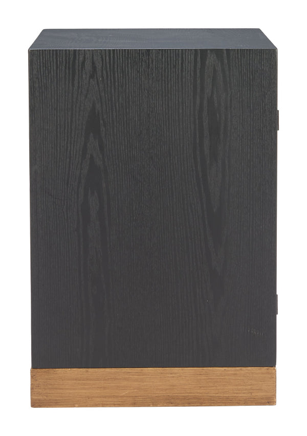 Trazo Fir Wood Matte Black Side Table with Concealed Shelving for Modern Living