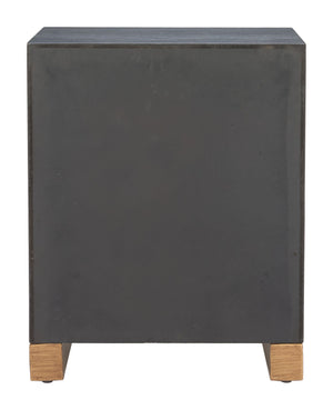 Trazo Fir Wood Matte Black Side Table with Concealed Shelving for Modern Living