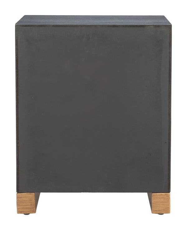 Trazo Fir Wood Matte Black Side Table with Concealed Shelving for Modern Living