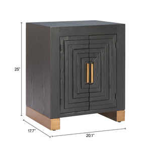 Trazo Fir Wood Matte Black Side Table with Concealed Shelving for Modern Living