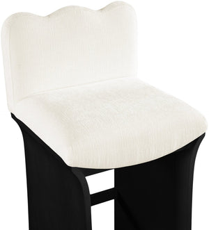 Meridian Furniture Shaw Cream Chenille Art Deco Counter Stool with Black Oak Base for Kitchen Islands 11072Cream-C