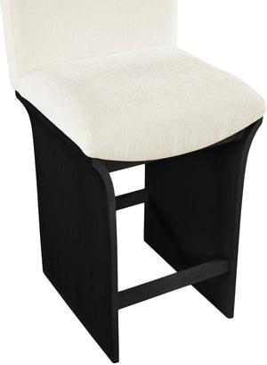 Meridian Furniture Shaw Cream Chenille Art Deco Counter Stool with Black Oak Base for Kitchen Islands 11072Cream-C