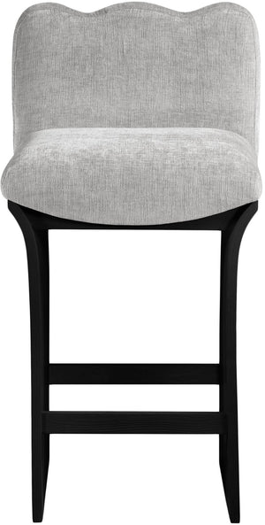 Meridian Furniture Shaw Art Deco Counter Stool with Grey Chenille Seat and Black Oak Veneer Base 11072Grey-C