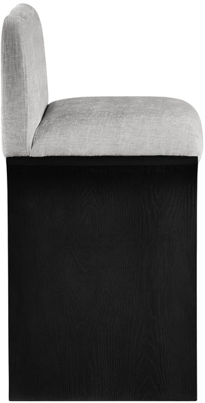 Meridian Furniture Shaw Art Deco Counter Stool with Grey Chenille Seat and Black Oak Veneer Base 11072Grey-C