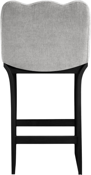 Meridian Furniture Shaw Art Deco Counter Stool with Grey Chenille Seat and Black Oak Veneer Base 11072Grey-C