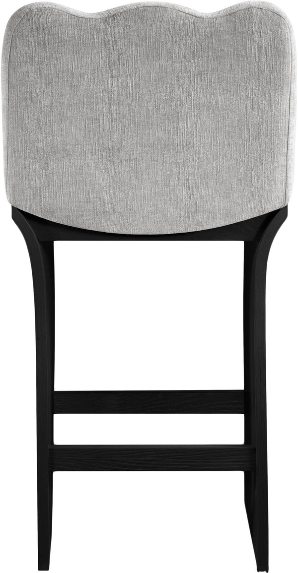Meridian Furniture Shaw Art Deco Counter Stool with Grey Chenille Seat and Black Oak Veneer Base 11072Grey-C