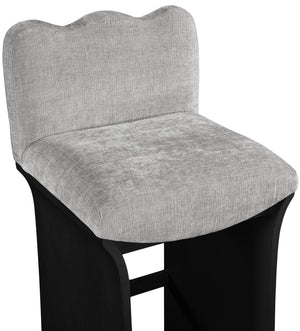 Meridian Furniture Shaw Art Deco Counter Stool with Grey Chenille Seat and Black Oak Veneer Base 11072Grey-C