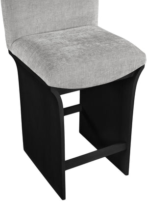 Meridian Furniture Shaw Art Deco Counter Stool with Grey Chenille Seat and Black Oak Veneer Base 11072Grey-C