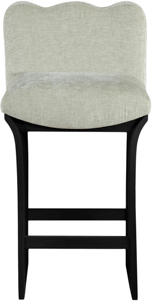 Meridian Furniture Shaw Art Deco Chenille Upholstered Counter Stool with Black Oak Veneer Base 11072Mint-C