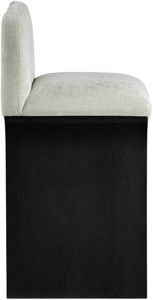 Meridian Furniture Shaw Art Deco Chenille Upholstered Counter Stool with Black Oak Veneer Base 11072Mint-C