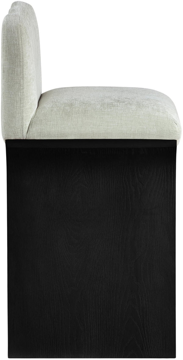 Meridian Furniture Shaw Art Deco Chenille Upholstered Counter Stool with Black Oak Veneer Base 11072Mint-C