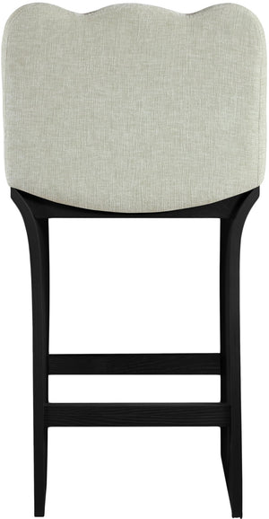 Meridian Furniture Shaw Art Deco Chenille Upholstered Counter Stool with Black Oak Veneer Base 11072Mint-C