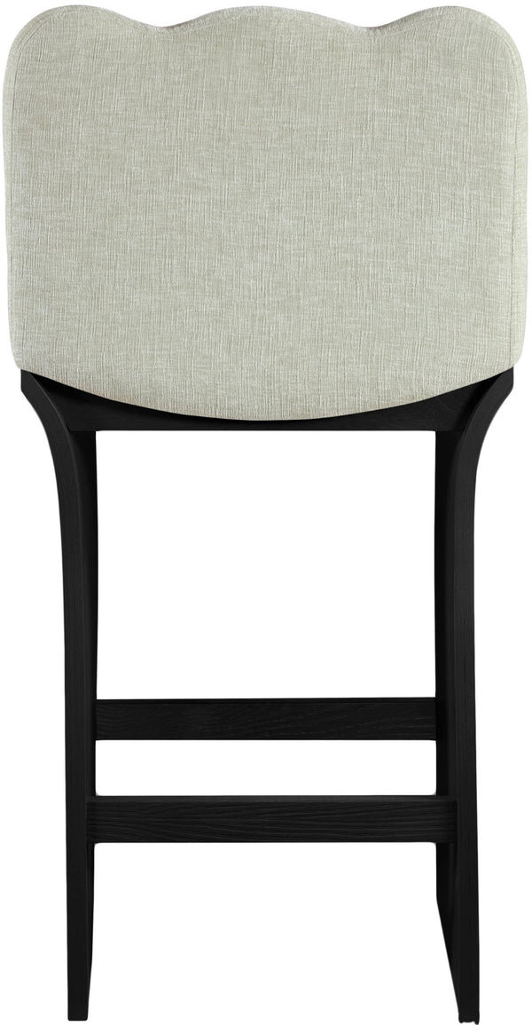 Meridian Furniture Shaw Art Deco Chenille Upholstered Counter Stool with Black Oak Veneer Base 11072Mint-C
