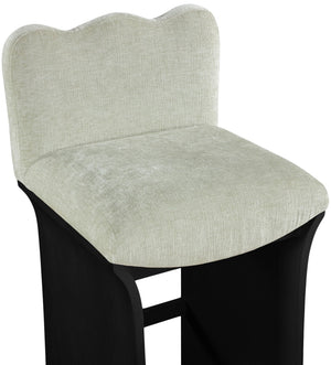 Meridian Furniture Shaw Art Deco Chenille Upholstered Counter Stool with Black Oak Veneer Base 11072Mint-C
