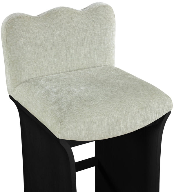 Meridian Furniture Shaw Art Deco Chenille Upholstered Counter Stool with Black Oak Veneer Base 11072Mint-C