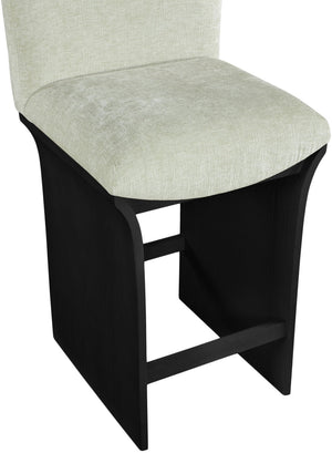 Meridian Furniture Shaw Art Deco Chenille Upholstered Counter Stool with Black Oak Veneer Base 11072Mint-C