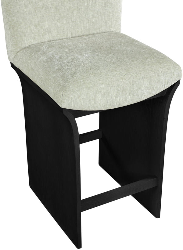 Meridian Furniture Shaw Art Deco Chenille Upholstered Counter Stool with Black Oak Veneer Base 11072Mint-C