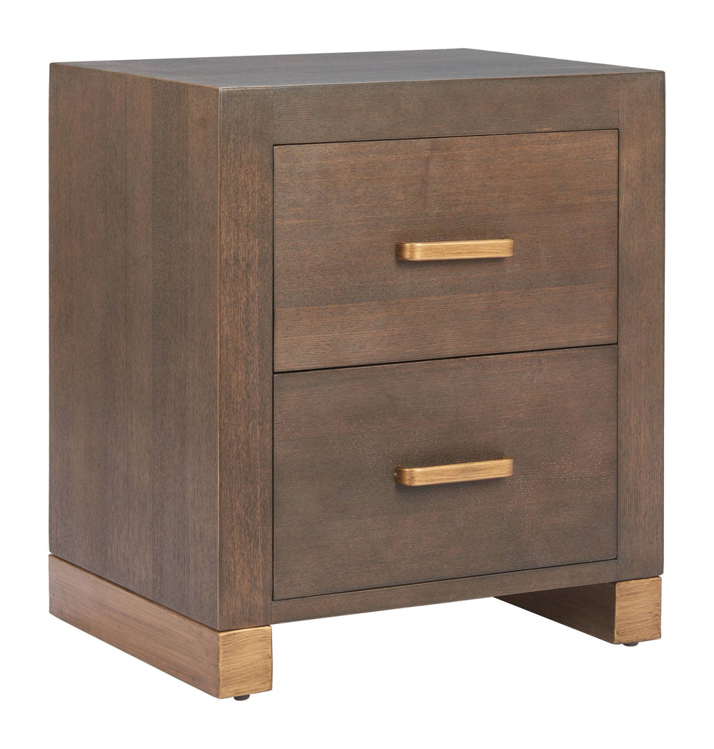 Zuo Modern Sivar Espresso Fir Wood Side Table with Roomy Drawers for Modern Living Spaces 110730