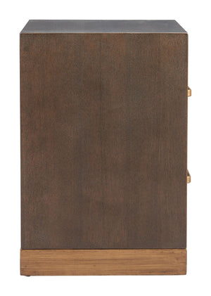 Sivar Espresso Fir Wood Side Table with Roomy Drawers for Modern Living Spaces