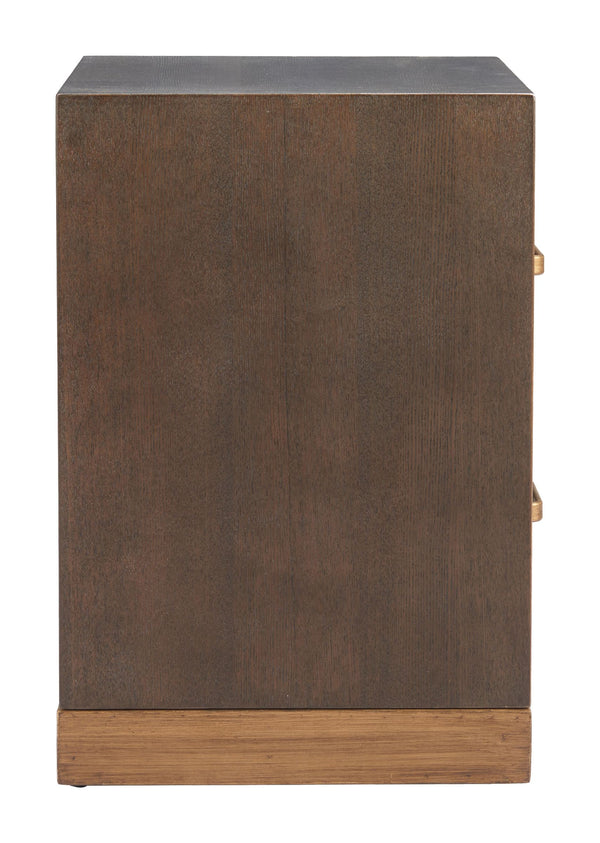 Sivar Espresso Fir Wood Side Table with Roomy Drawers for Modern Living Spaces