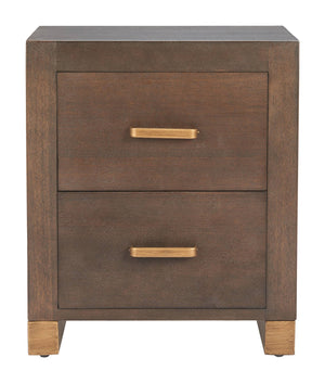 Sivar Espresso Fir Wood Side Table with Roomy Drawers for Modern Living Spaces