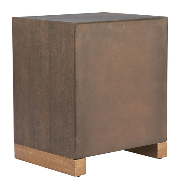 Sivar Espresso Fir Wood Side Table with Roomy Drawers for Modern Living Spaces