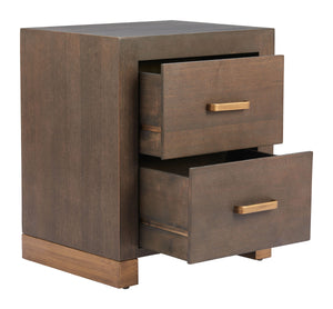 Sivar Espresso Fir Wood Side Table with Roomy Drawers for Modern Living Spaces