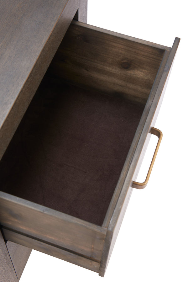 Sivar Espresso Fir Wood Side Table with Roomy Drawers for Modern Living Spaces