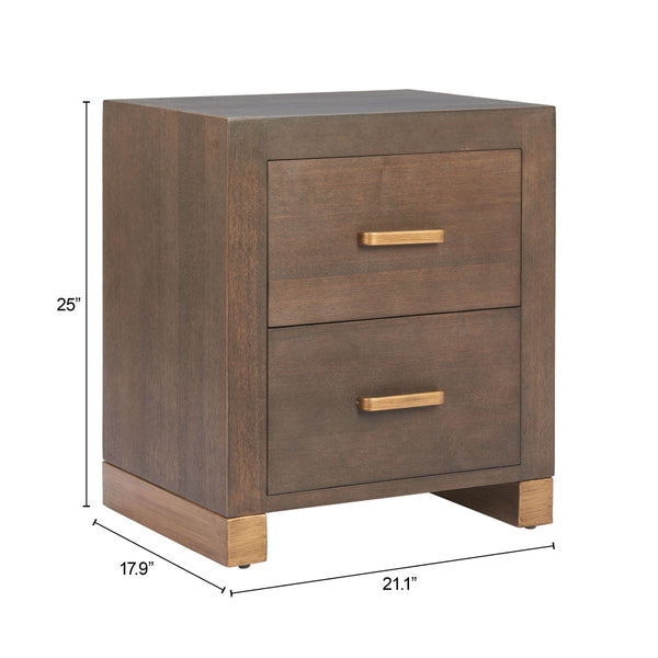 Sivar Espresso Fir Wood Side Table with Roomy Drawers for Modern Living Spaces