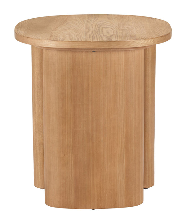 Benen Oval Side Table with Ash Veneer Top for Modern Living Rooms and Bedrooms