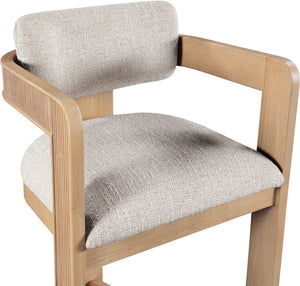 Meridian Furniture Sacha Fluted Wood Frame Counter Stool with Two-tone Woven Linen Upholstery 11074Beige-C