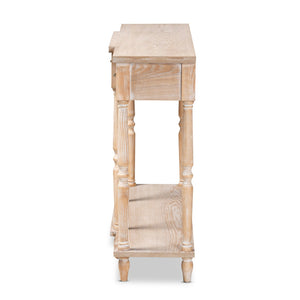 Baxton Studio Baxton Studio Hallan Rustic Whitewashed Oak Console Table with 3 Drawers for Vintage Charm & Storage JY20A075-Natural-Console