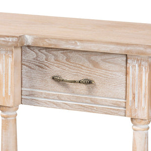 Baxton Studio Baxton Studio Hallan Rustic Whitewashed Oak Console Table with 3 Drawers for Vintage Charm & Storage JY20A075-Natural-Console