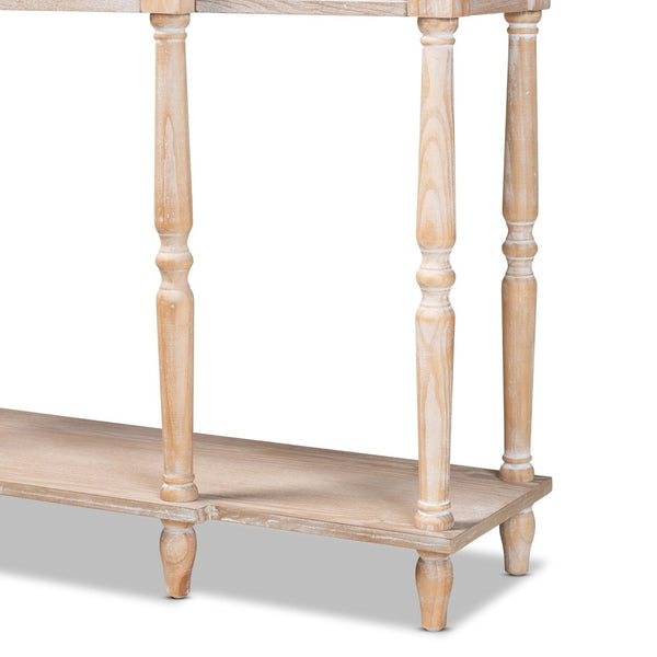 Baxton Studio Baxton Studio Hallan Rustic Whitewashed Oak Console Table with 3 Drawers for Vintage Charm & Storage JY20A075-Natural-Console
