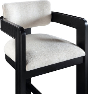 Meridian Furniture Sacha Cream Linen Weave Counter Stool with Fluted Black Wood Frame for Islands 11075Cream-C