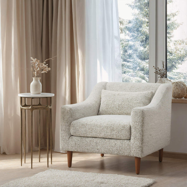 Koseli Upholstered Accent Armchair Polyester Fabric Rubberwood Legs Modern Seating