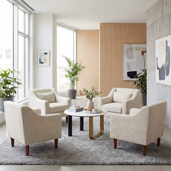 Koseli Upholstered Accent Armchair Polyester Fabric Rubberwood Legs Modern Seating