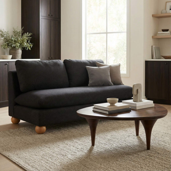 Minze Compact Two Seat Loveseat Textured Polyester Upholstery Modern Living Room
