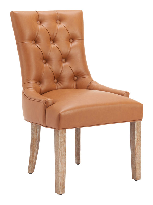 Zuo Modern Nuby Tufted Faux Leather Dining Chair with Whitewashed Poplar Legs for Modern Interiors 110786