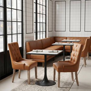 Nuby Tufted Faux Leather Dining Chair with Whitewashed Poplar Legs for Modern Interiors