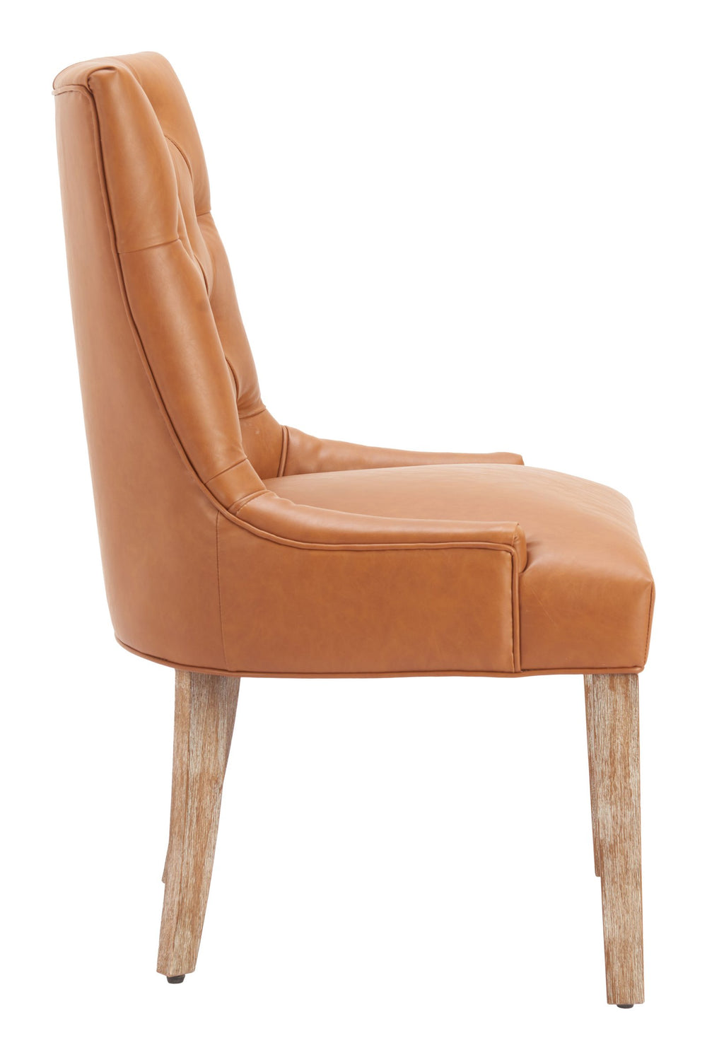 Zuo Modern Nuby Tufted Faux Leather Dining Chair with Whitewashed Poplar Legs for Modern Interiors 110786