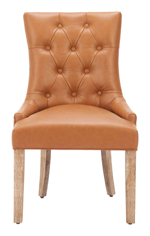 Nuby Tufted Faux Leather Dining Chair with Whitewashed Poplar Legs for Modern Interiors