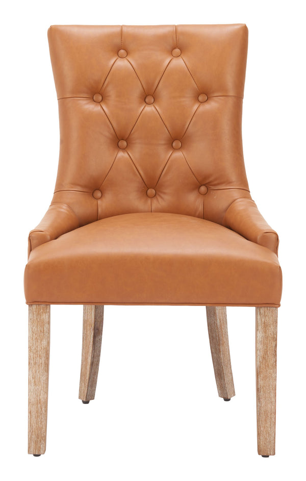 Nuby Tufted Faux Leather Dining Chair with Whitewashed Poplar Legs for Modern Interiors