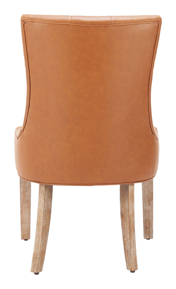 Nuby Tufted Faux Leather Dining Chair with Whitewashed Poplar Legs for Modern Interiors